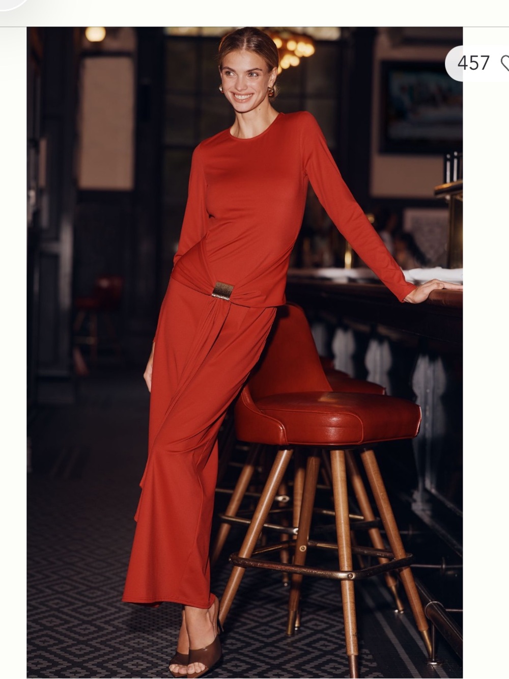 Long-Sleeve Maxi Dress in Red